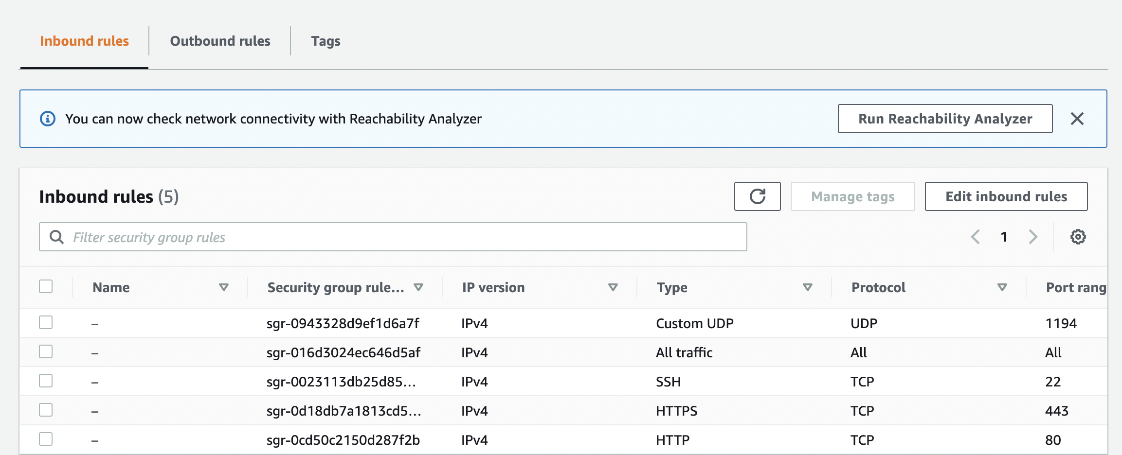 Configure security group